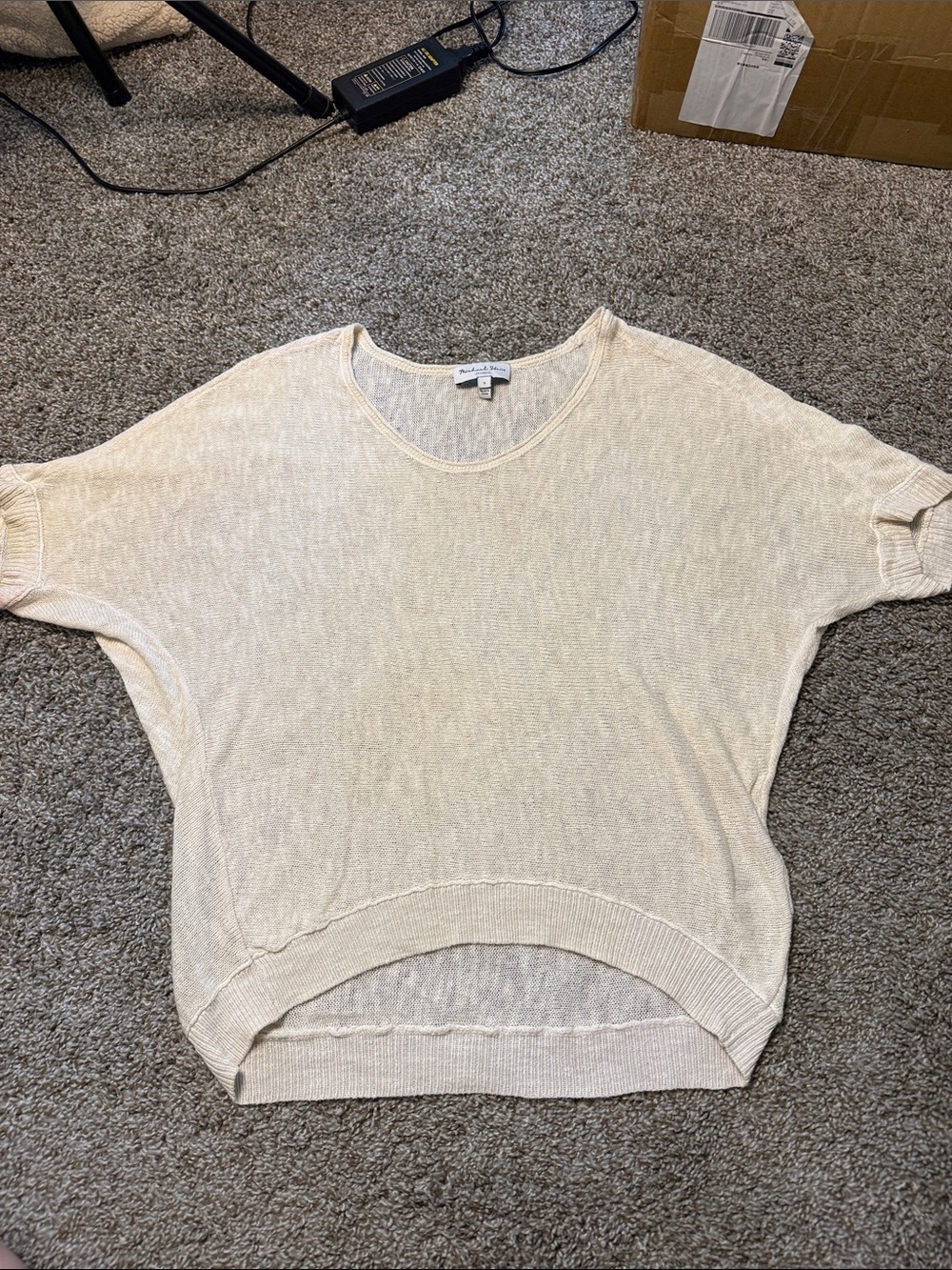 Michael Stars Lightweight Cream Knit Short-Sleeve Pullover